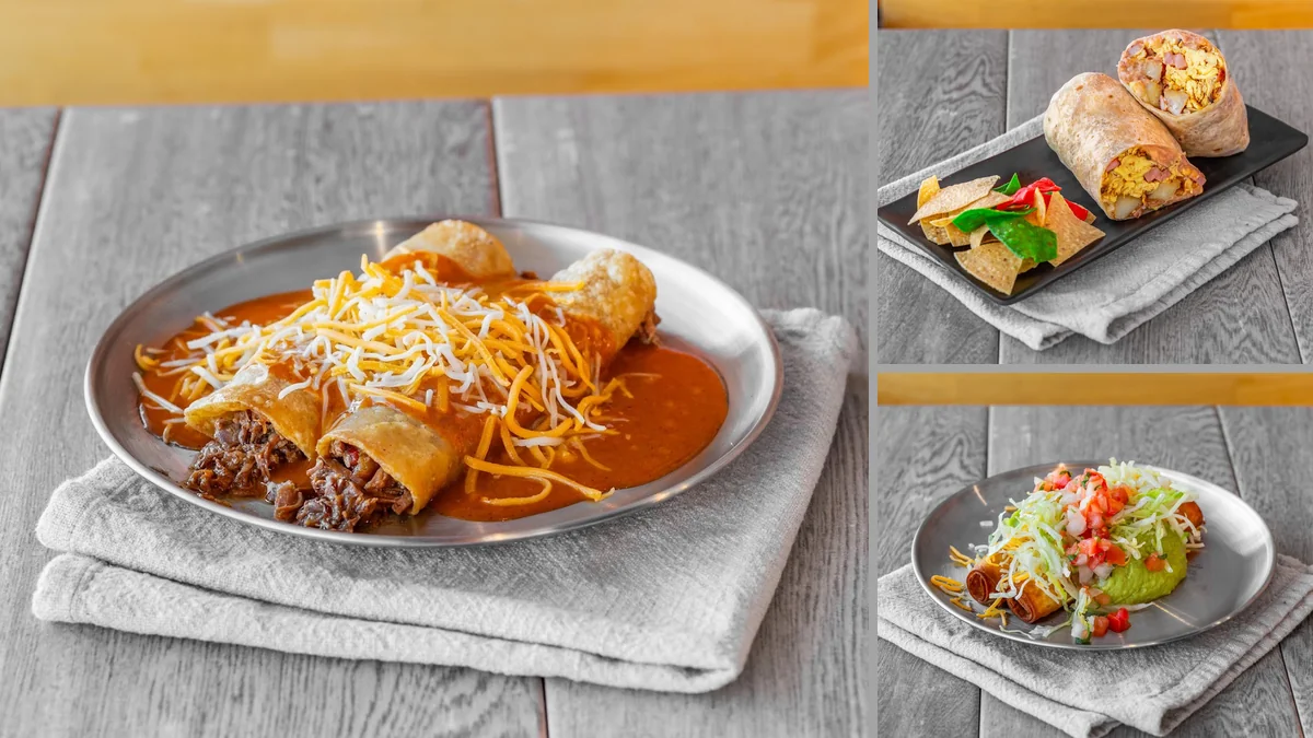 Colorful Mexican plates on a casual table.