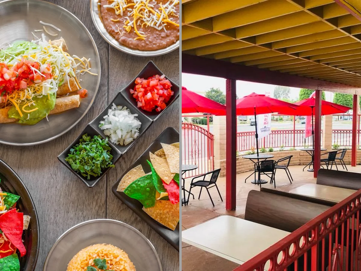 Colorful Mexican plates on a casual table.