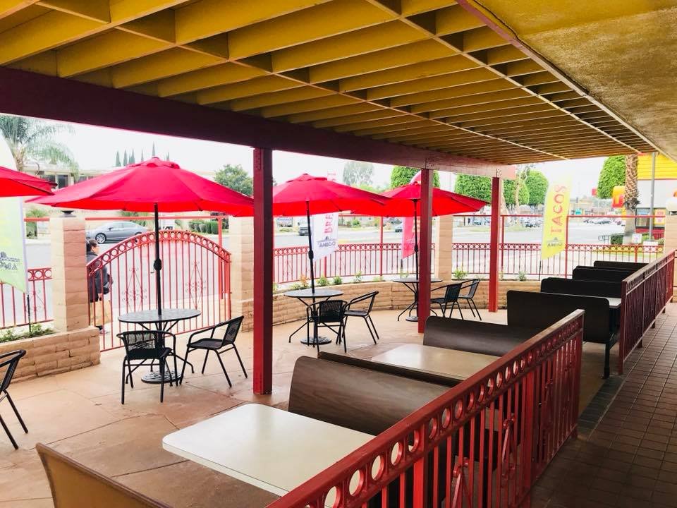 Counter service area with simple, casual decor.